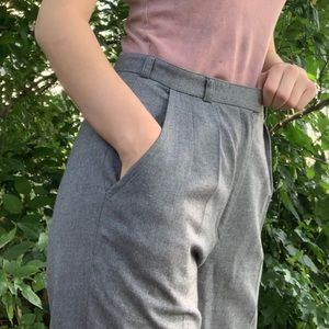 GRAY VINTAGE PLEATED TROUSERS 100% WOOL